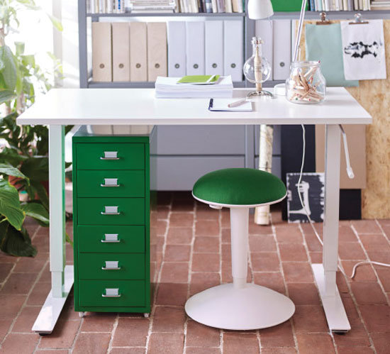 
IKEA Kallax Workstation, in White/Green, $103.
